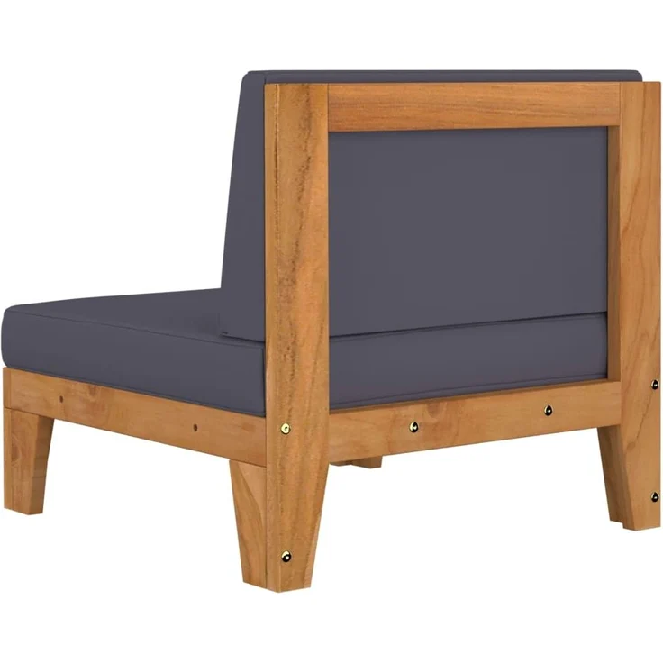 vidaXL Modular-Mittelsofa mit Dunkelgrauen Kissen Akazie Massivholz 312151 – Bild 4