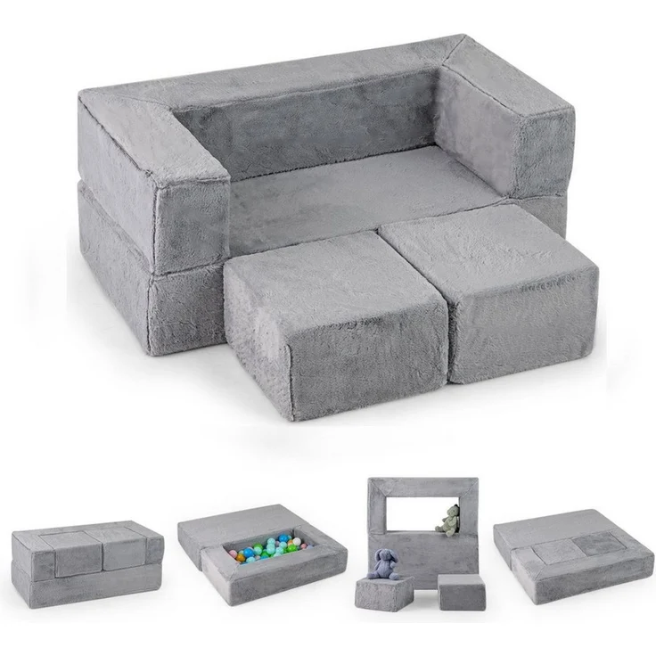 COSTWAY Kindersofa, Modulares Spielsofa für 2 Kinder, 100 x 52 x 42 cm – Bild 1