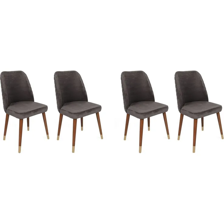 Skye Decor 'Hugo-381 V4' Stuhlset (4-teilig), Anthrazit / Walnuss, 50 x 90 x 49 cm