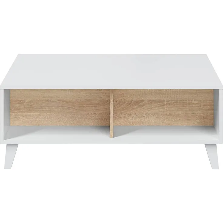 Calicosy 'ZAIKEN PLUS' Couchtisch mit teilweise hochklappbarer Tischplatte L100 cm - Weiß
