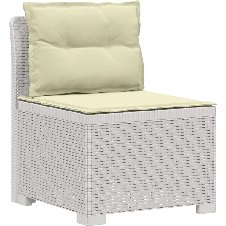 vidaXL 5-Sitzer Gartensofa mit Kissen Rattan-Look PP Weiß 3443914 – Bild 4