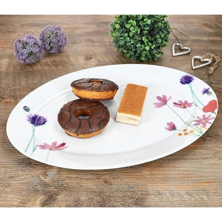 MamboCat Servierplatte Marie Servierplatte oval Porzellan 35,5x24,3cm Blumen Grill-Teller, Porzellan – Bild 5