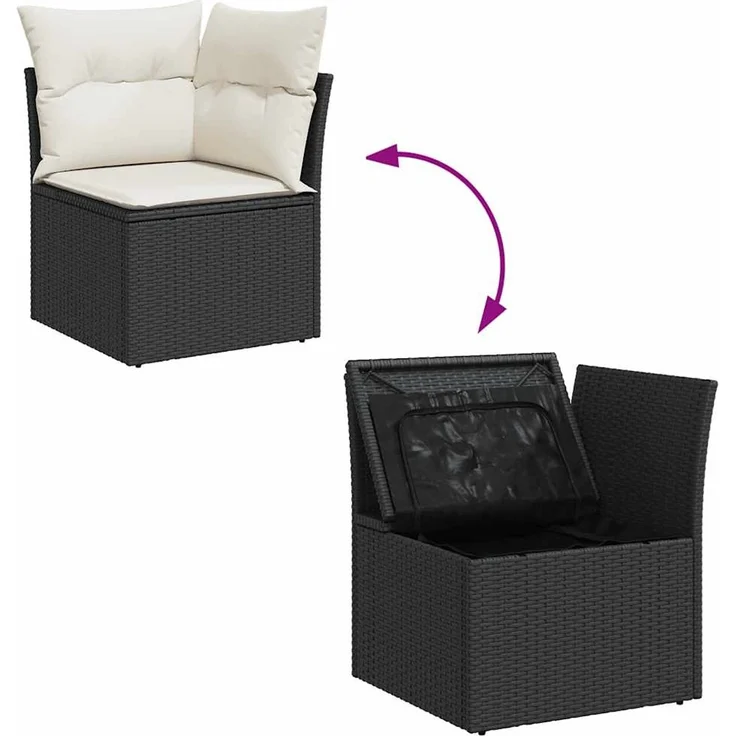 vidaXL 5-tlg. Garten-Sofagarnitur mit Kissen Schwarz Poly Rattan 3326147 – Bild 7