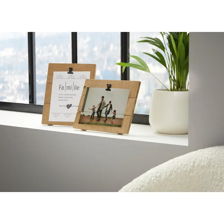Fotohalter "Wood", 2er Set Holzrahmen Fotorahmen Holzaufsteller Klemmbrett