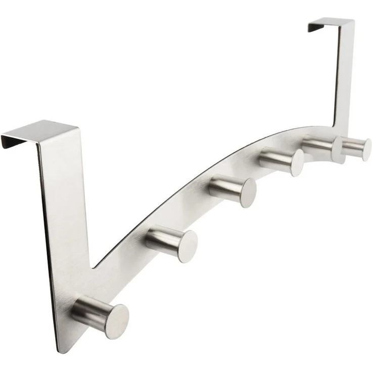 RICOO Garderobenleiste Tür Hakenleiste Hängegarderobe Türhakenleiste aus Stahl 6 Haken (1-er Set / 1 Stk. MH027S-6, 1 St, Türgarderobe Garderobenhaken Tür Hakenleiste Platzsparende Garderobe), Garderobe ohne Bohren Kleiderhaken Tür bis max 18mm Türbreite – Bild 5