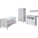 Trendteam 'Ole' 4-tlg. Babyzimmer-Set weiß, inkl. Bett, Wickelkommode, Kleiderschrank und Wandregal