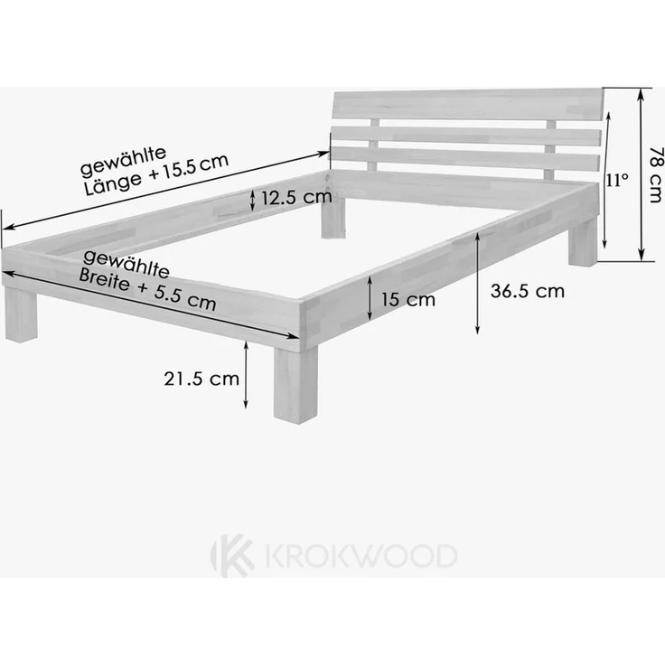 Krok Wood Massivholzbett Julia in Buche (farbig lackiert) – Bild 4