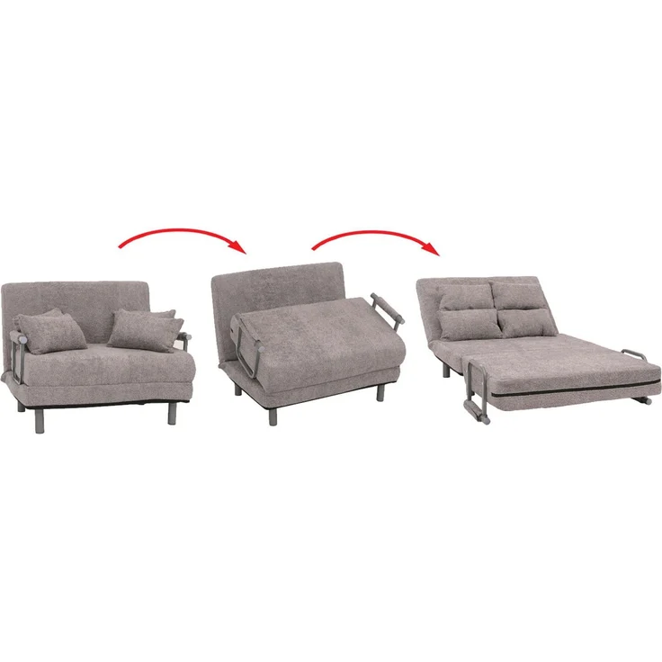 Schlafsessel HWC-K29, Klappsessel Schlafsofa Gästebett, Liegefläche 190x100cm, Stoff Bouclé (500g/m²) ~ dunkelgrau – Bild 5
