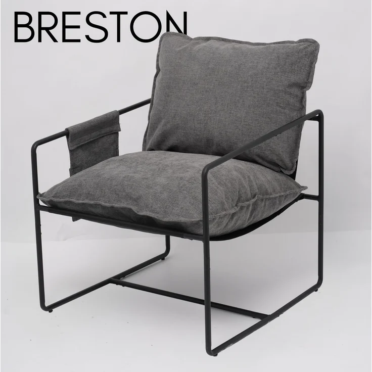 Albatros Designer Vintage Sessel Breston, hochwertiger Stoff Bezug in Grau, sehr bequem, Relaxsessel Loungesessel für Wohnzimmer, Schlafzimmer oder als Fernsehsessel – Bild 2