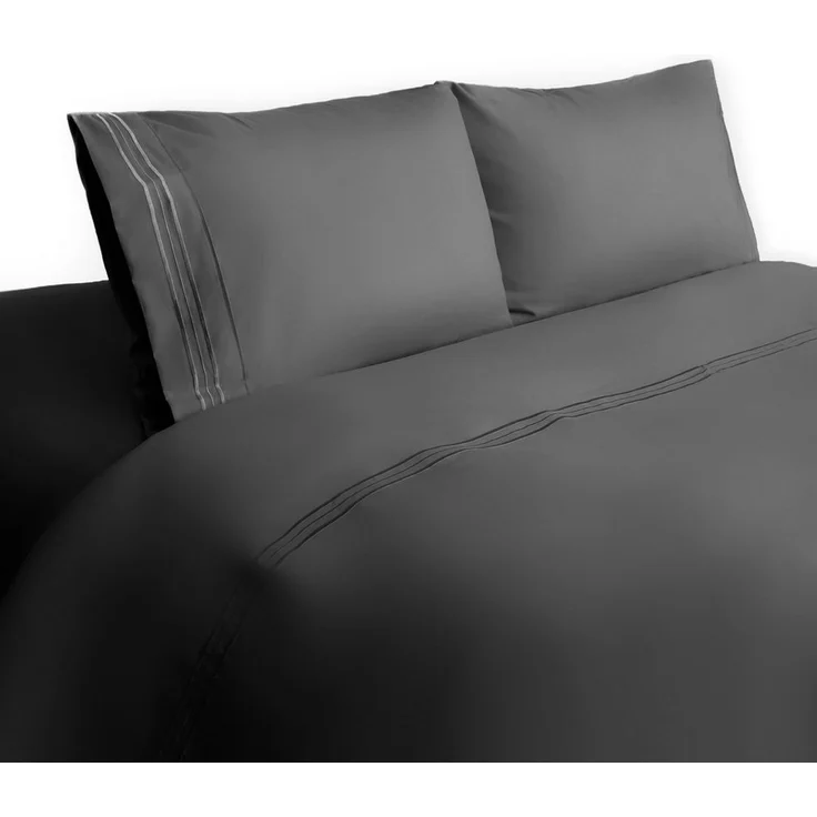 Bettwäsche 200 x 220 cm mit 2 Kissenbezüge 50 x 70 cm - 4-teilig für 2 Personen Anthrazit – Bild 1