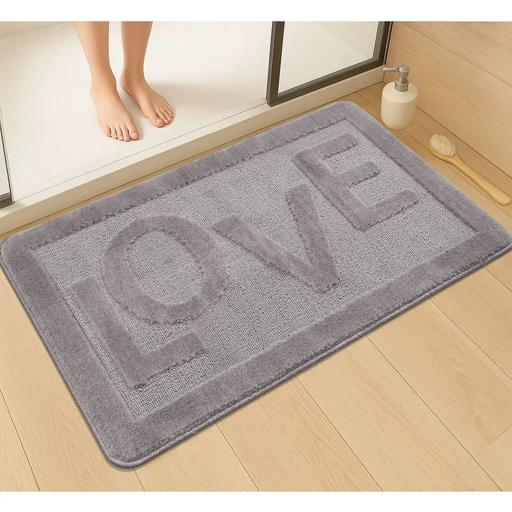 Mijolnir 'Love - Grey' Badematte, Grau, 60 x 100 cm – Bild 2