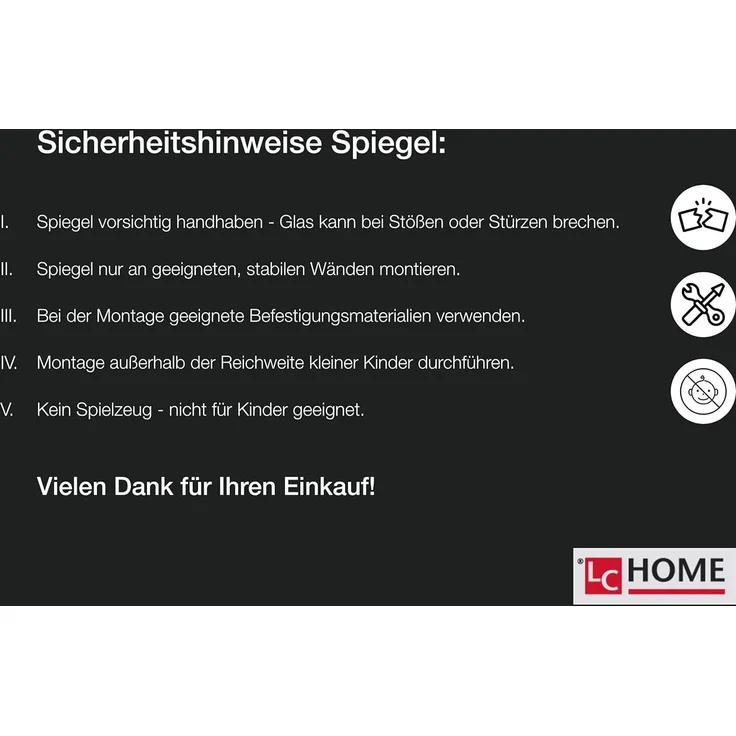 LC Home Spiegel LC Home Wandspiegel Spiegel Schlicht Schwarz ca. 180x80 cm Landhaus – Bild 8