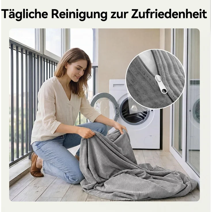 Aoxun Kordstoff Schlafsofa 200×97×70cm, 5-in-1 Umwandelbares Bodensofa, Hochdichter Schaumstoff, Haustierfreundlich, Keine Montage, Grau – Bild 7