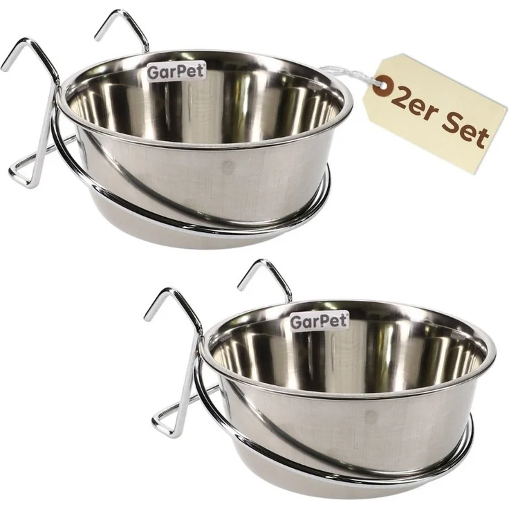 GarPet Napf 2er Set Edelstahlnapf zum Einhängen Hundenapf Hasen Kaninchen Napf – Bild 5