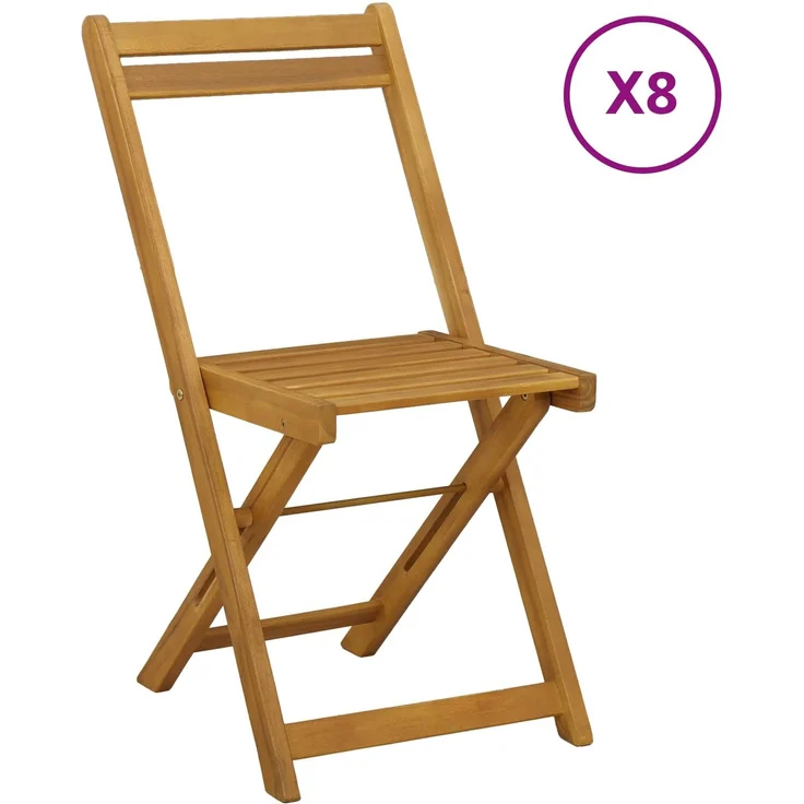 vidaXL Außen Bistro-Stühle 8 stk. Natur Massivholz Akazie 3416286 – Bild 2