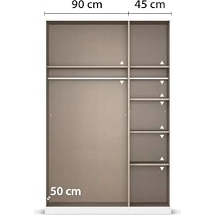 Rauch Möbel Alabama, Kleiderschrank für Schlafzimmer, Kinderzimmer, Wohnzimmer, Garderobe, Flur, 3-türig, mit Zubehör Classic, Farbe Weiß/Eiche Artisan, Holz, Breite 136 cm – Bild 7
