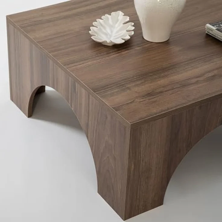 Hanah Home Stylish Walnut Coffee Table, 80 x 80 x 37 cm | 100% Melamine Coated Chipboard, 18 mm Thick, PVC Edge Bands | Modern Design, Easy Assembly – Bild 5