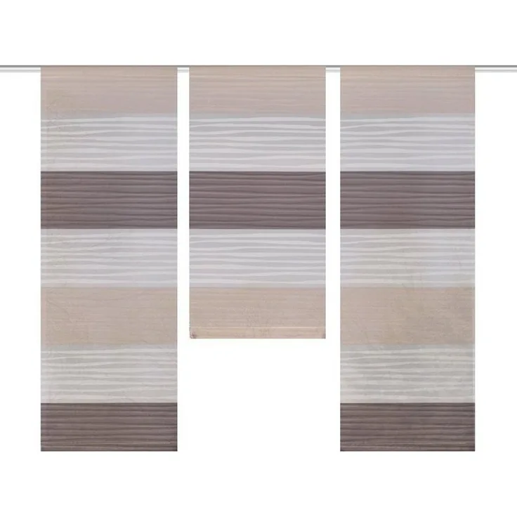 HOME WOHNIDEEN Vorhang 55983 3-TLG. Fensterset GABI Querstreifen halbtransparent 80x30, 60x30, (1 St), Polyester