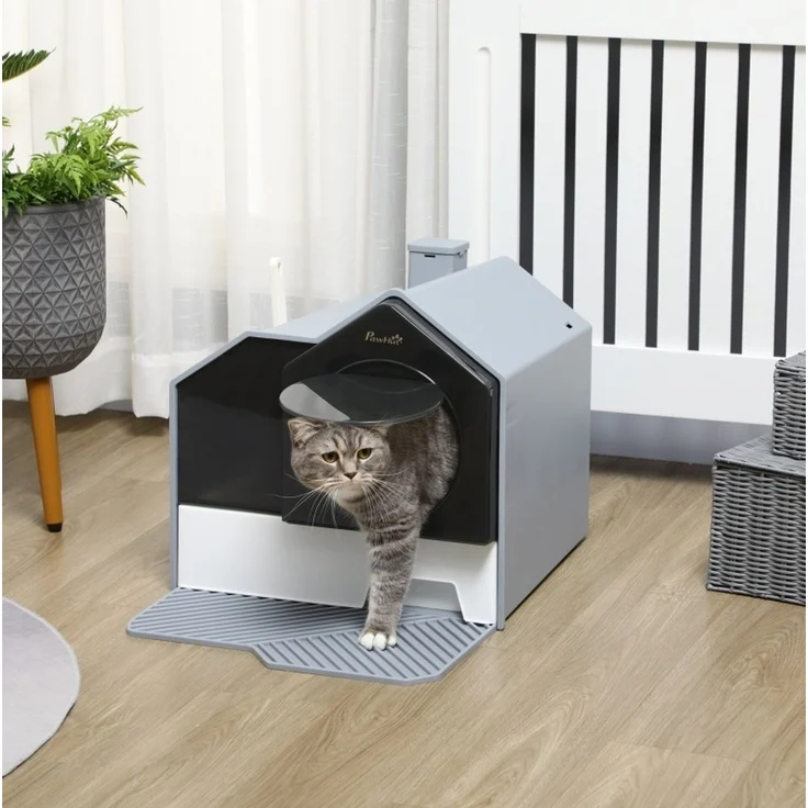 Katzentoilette aus Kunststoff mit herausnehmbarer Wanne, 45x47x42 cm, Grau – Bild 1