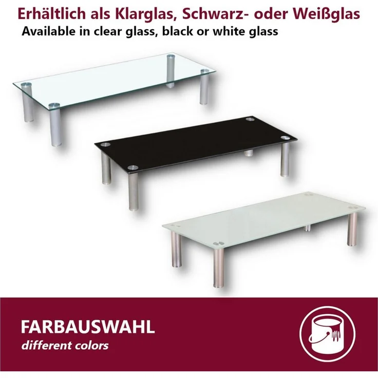 HOOZ TV-Aufsatz Weißglas mit Aluminiumfüßen - Ablage und Platzerweiterung 70x35cm, (modern, mit Aufbauanleitung), aus Sicherheitsglas – Bild 2