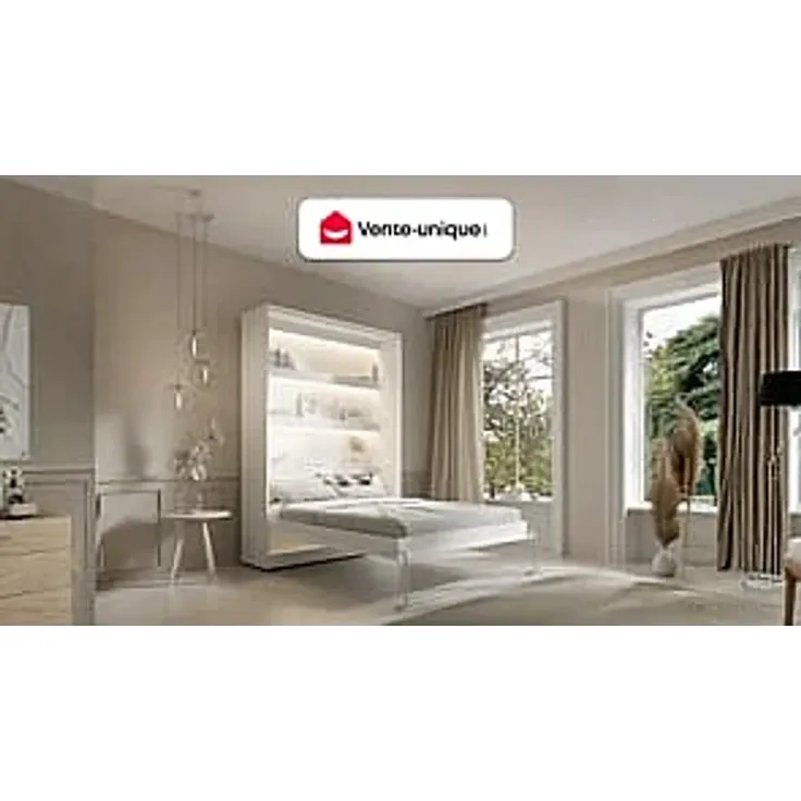 Vente-unique - RAPILI Bett Holz, Platte Weiß - B 50 cm239,2 cm x H 225,2 cm x L 159 cm – Bild 2