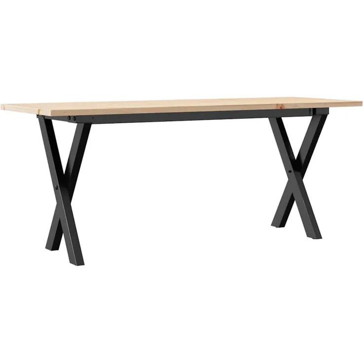 Couchtisch Sofatisch, X-Gestell 110x40x45 cm Massivholz Kiefer & Stahl d441e