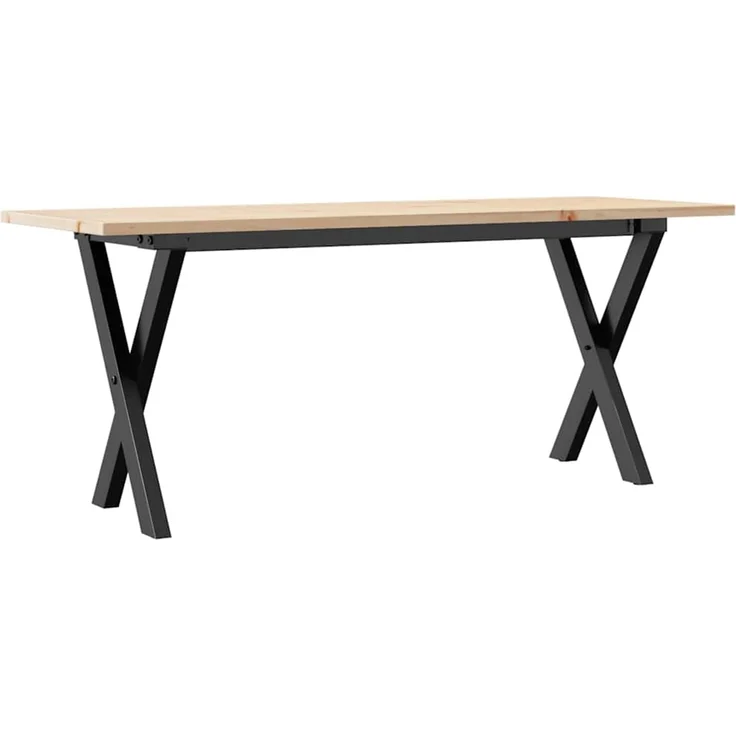 Couchtisch Sofatisch, X-Gestell 110x40x45 cm Massivholz Kiefer & Stahl d441e – Bild 1