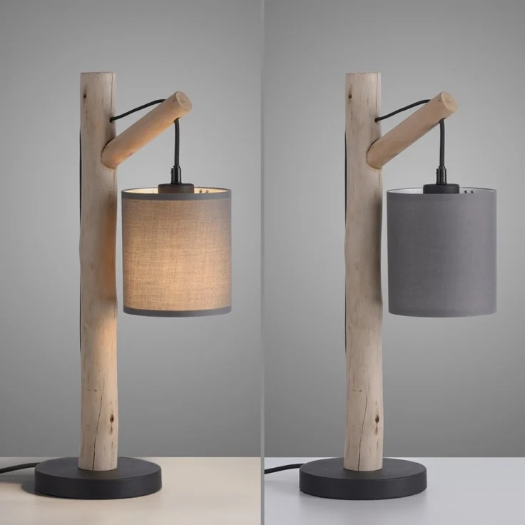 JUST LIGHT 15784-29 GREEN TRIBU Tischleuchte taupe Stoffschirm 1-flammig – Bild 6