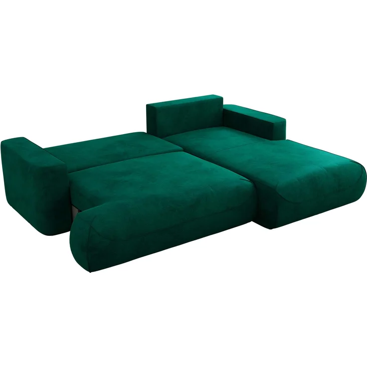 Ecksofa OVO mit schlaffunktion und bettkasten, Wellenfeder, lose Kissen, L-form 271x195 cm - Dunkelgrün Velvet - rechte Seite – Bild 5