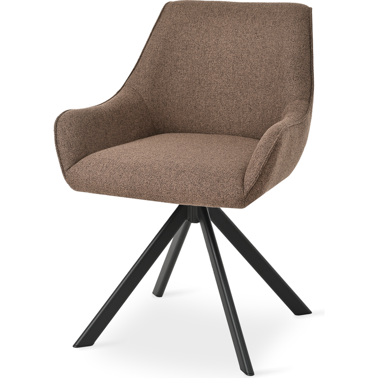 GOEURVANT 1178 Esszimmerstühle 2er-Set mit Armlehnen, 360° Drehbar, Webstoff - Mokkabraun – Bild 6