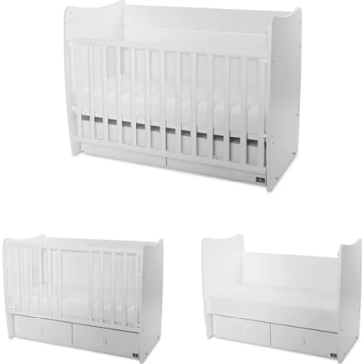 Lorelli Babybett MATRIX NEW, Gitterbett 120 x 60 cm mit Schaukelfunktion und 2 Schubladen, geeignet ab Geburt – Bild 4