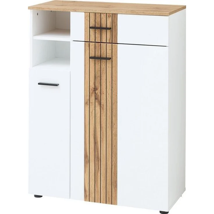 Schuhschrank Spike / Sparks, Holzwerkstoff, Weiß, Holzfarben, 80 x 106 x 38 cm – Bild 4