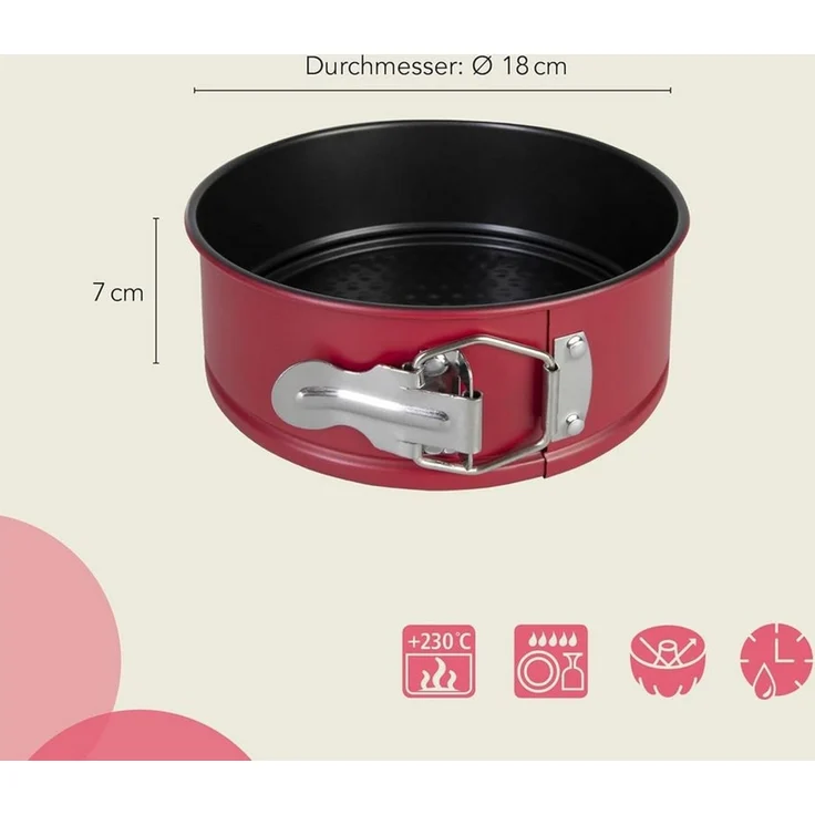 Wenco Springform 18 cm Tortenform rund, Antihaftbeschichtung, Hitzebeständig, Ofenfest, Strapazierfähig – Bild 2