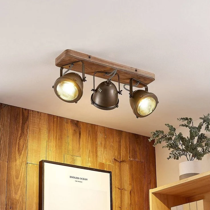 Lindby Deckenstrahler Farovi, Holz Schwarz IP20, 3 x 20 W – Bild 2