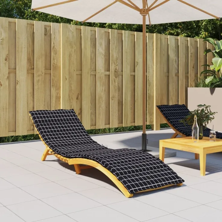 vidaXL Sonnenliegen-Auflage Schwarz Karomuster Oxford-Gewebe 361400