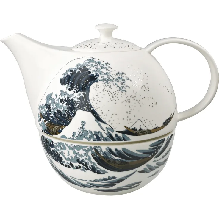Goebel / Hokusai- Die Große Welle,Teekanne mit Stövchen,24,5cm x 16,0cm x 19,0cm / Fine Bone China / 24,5cm x 16,0cm x 19,0cm