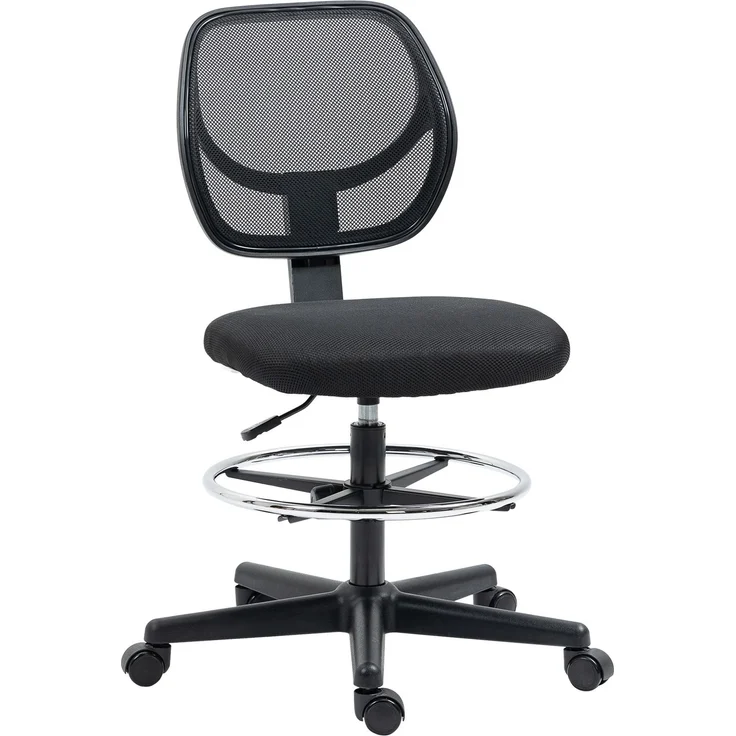 MELAYR, Zeichenstuhl inkl. Fußstütze, höhenverstellbarer Bürostuhl, 59 cm x 61 cm x 113 cm, Schwarz – Bild 2