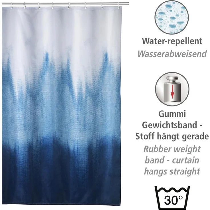 WENKO ALARA Duschvorhang 180 x 200 cm, Weiß/Blau – Bild 3