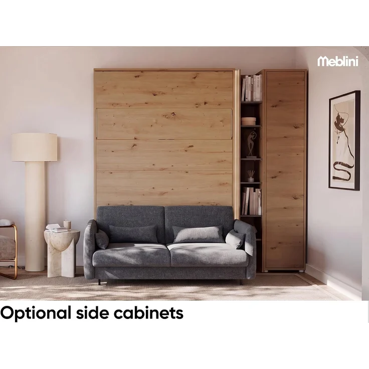 MEBLINI Elektrisches Schrankbett BC-36 - 140x200cm Vertikal - Artisan Eiche - Sofa und Kopfteil Dunkelgrau ohne Matratze - Wandbett mit Lattenrost, Sofa und Kopfteil - Wandklappbett – Bild 2