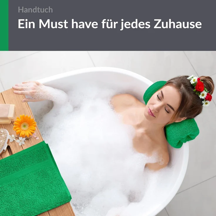 Lashuma Handtücher Linz, Frottee (2-St), Saugstarke Baumwollhandtücher 50x100 cm grün – Bild 8