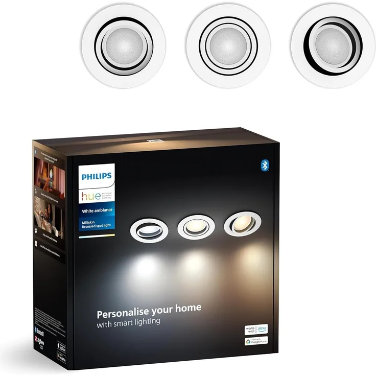 Milliskin Hue recessed R. white 3x5W