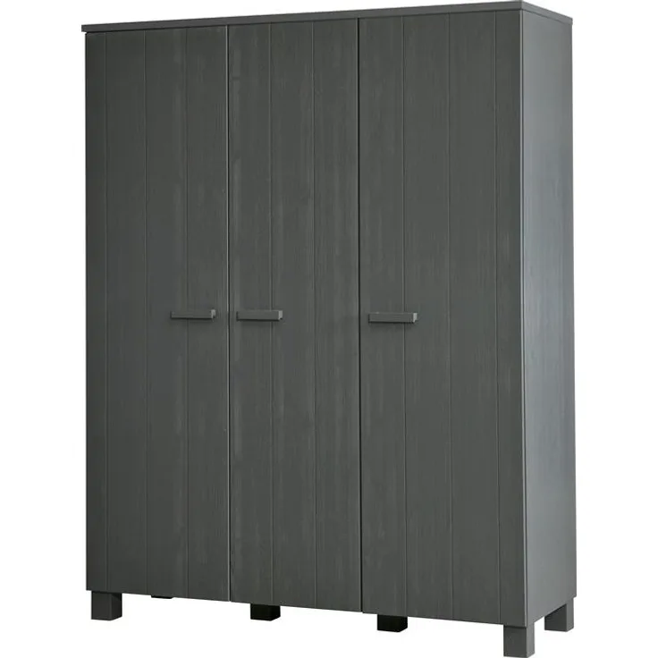 Kleiderschrank Dennis mit 3 Türen, Dunkelgrau