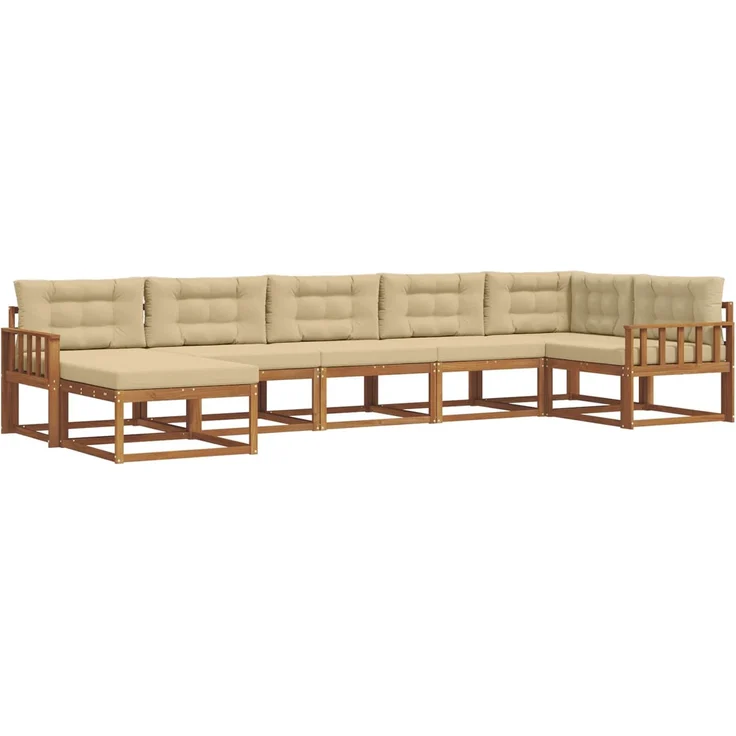 vidaXL Outdoor-Sofagarnitur 7 stk. 7-Sitzer Natur und Beige 3367891 – Bild 2