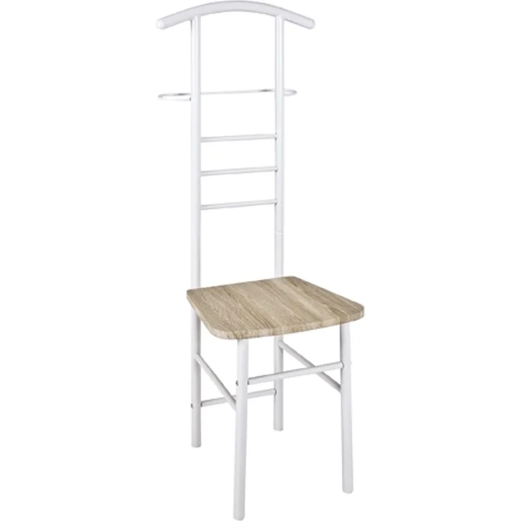 Herrendiener >Step< in weiß-eiche aus Stahl, MDF - 46x119x50cm (BxHxT)