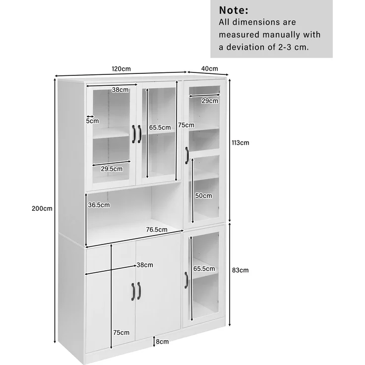 3135030405WAA)Weißer Vitrinenschrank, Bücherregale mit Türen, große Küchenanrichte, Vorratsschrank, Luxus-Bücherregal mit LED-Licht, Vitrinenschrank mit Regalen für Wohnzimmer, Schlafzimmer--Weiß--120x40x200cm--YOUDENOVA – Bild 4