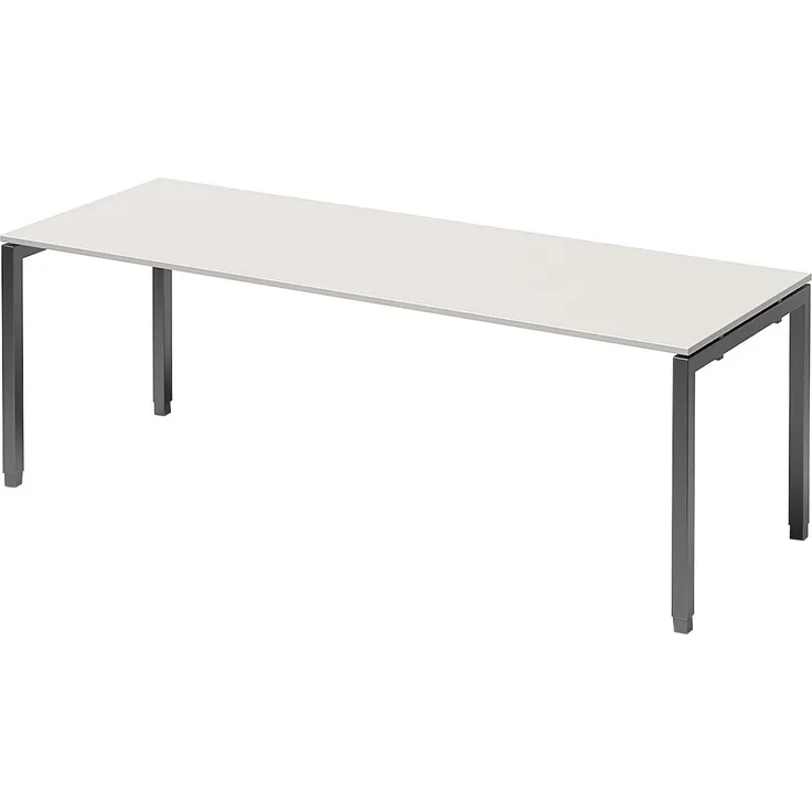 BISLEY Cito Schreibtisch, 650-850 mm höheneinstellbares U-Gestell, Metall, Gw334 Dekor Grauweiß, Gestell Anthrazitgrau, 80 x 220 x 85 cm