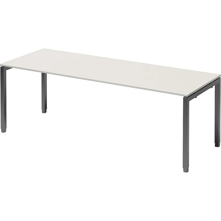 BISLEY Cito Schreibtisch, 650-850 mm höheneinstellbares U-Gestell, Metall, Gw334 Dekor Grauweiß, Gestell Anthrazitgrau, 80 x 220 x 85 cm – Bild 1