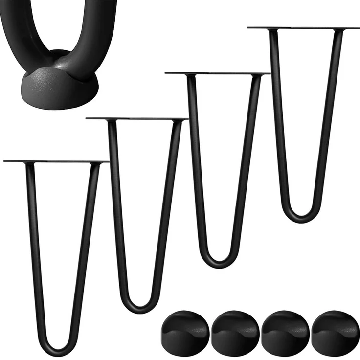 Tischbeine 4x Hairpin 25 cm Haarnadelbeine Schwarz Gestell Möbelfüße Tischkufen – Bild 1
