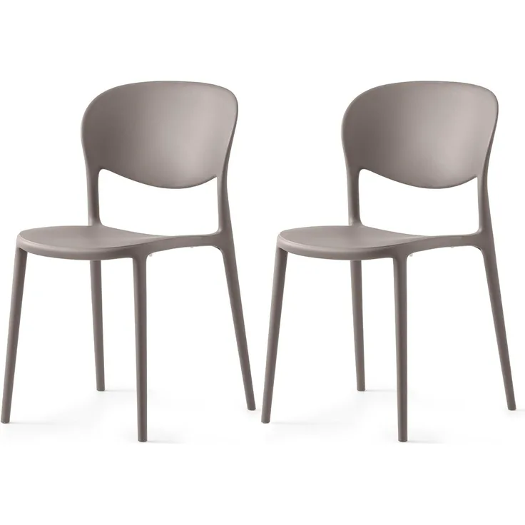 Connubia, 2 Stühle Abby, 100% recyceltes Polypropylen, Taupe matt