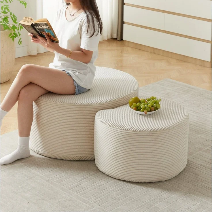 STILVORA Couchtisch aus Schaumstoff,2er-Set Kaffeetisch Wohnzimmerset keine Montage (2-teiliges gepolstertes, vielseitig als Couchtisch & Ottoman) – Bild 5